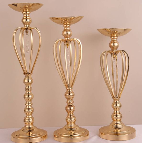 Bougeoirs en métal candélabres de mariage chandelier route plomb Table pièce maîtresse support pilier fleurs Vases en gros