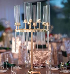 Metaal kandelaar Candelabra kaarsenhouders stands trouwtafel centerpieces bloemen vazen ​​weg lood goud