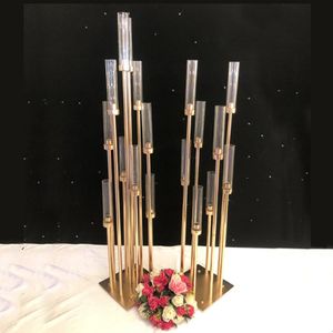 Metal Candlesticks Flower Vases Candle Holders Wedding Table Centerpieces Candelabra Pillar Stands Party Decor Road Lead