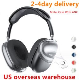 Funda de metal con ANC para Airpods Max Accesorios para auriculares TPU transparente Funda protectora impermeable de silicona sólida AirPod Maxs Auriculares Funda para auriculares