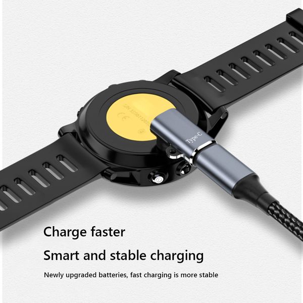Adaptateur de chargeur métallique pour Garmin Fenix 7 S 7x 6 S 6x Watch Forerunner 265 745 955 Charge de charge Plug de poussière de ligne de câble pour iOS Type C