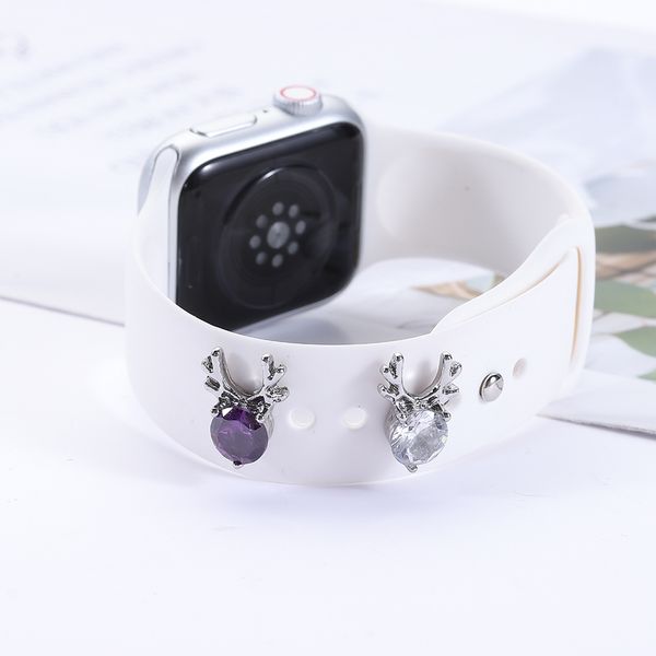 Charmos de metal para Apple Watch Band Decorativa de alce Purple And Diamond Ornament Smart Watch Strap Store Accesorios