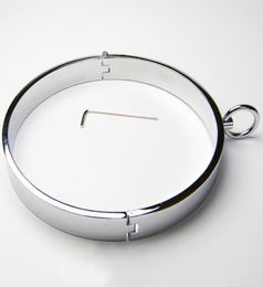 Collier en métal bondage restreindre les colliers robustes en acier chromé anneau de cou masculin collier de verrouillage en fer épais poli miroir 4520567