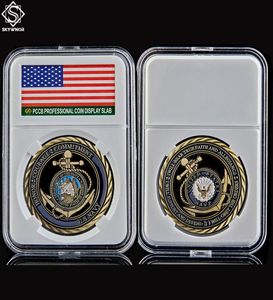 Metal Craft Usnavy Emblem Valeurs fondamentales Antique Copled Plated Hollow Coin Médaille de Courage Engagement Coins WPCCB Box8477597