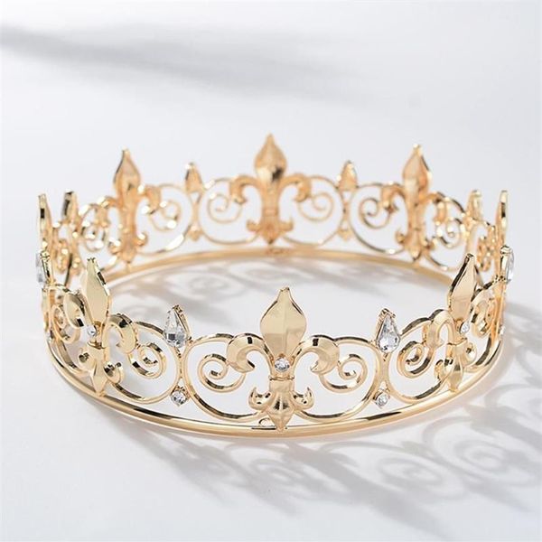 Metal Crowns and Tiaras for Men Royal Full King Crown Prom Prom Party Costume Cosplay Accessoires de cheveux Clips Gol