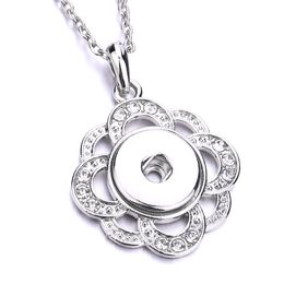 Collier à boutons-pression en forme de fleur en métal et cristal, 18mm, pendentifs à boutons en métal, bijoux pour femmes