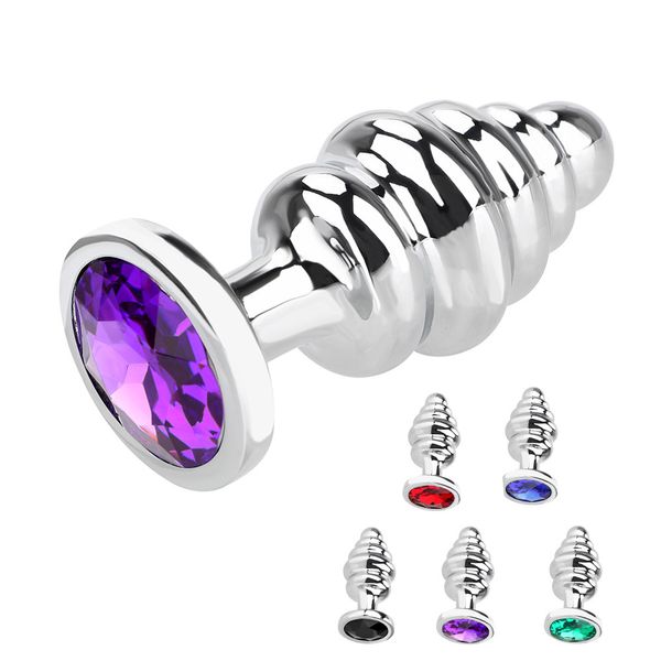 Bijoux en métal et cristal, perles en spirale, Stimulation, en acier inoxydable, masseur de Prostate Anal, jouets sexy pour femmes et hommes