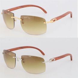 Diseñador de metal Gafas de sol de madera sin montura más grandes para hombre Cara de forma cuadrada 4189705 Gafas de sol Unisex C Marco de decoración Gafas masculinas y fem190y