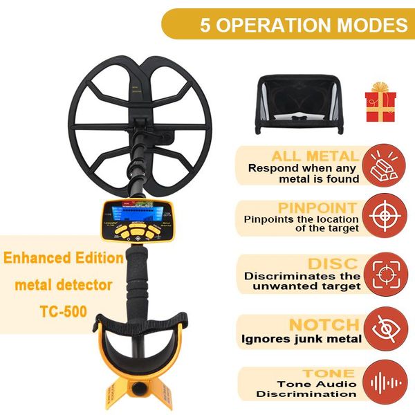 Detectores de metales 2022 TC500 13 pulgadas Detector subterráneo Buscador Gold Treasure Digger Detección portátil
