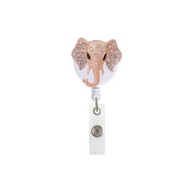 Metal Diamond Elephant Owl Bee Clip de badge rétractable avec bobine Easy Pull ID Holder Tag Clip Lonyards Keychain pour femmes