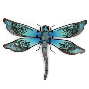 Metal Dragonfly Wall Artwork for Garden Decoration Miniaturas Animal Outdoor beelden en sculpturen voor tuindecoratie T200117