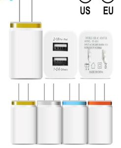 Metaal Dual USB Wall Charger Telefoonlader US EU -plug 21A AC Power Adapter Wall Charger Plug 2 Port voor IP 11 Pro Max Samsung Xiao1959058