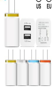 Metaal Dual USB Wall Charger Telefoonlader US EU -plug 21a AC Power Adapter Wall Charger Plug 2 Port voor IP 11 Pro Max Samsung Xiao4812746