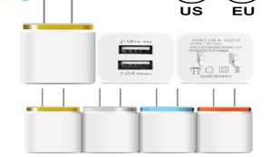 Metalen dubbele USB-wandlader Telefoonoplader US EU-stekker 21A Wisselstroomadapter Wandladerstekker 2 poort voor Ip 11 pro max Samsung Xiao4950258