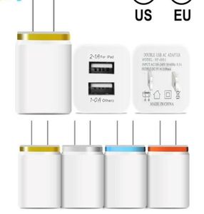 Cargador de pared USB dual de metal Cargador de teléfono EE. UU. Enchufe de la UE 21A Adaptador de corriente alterna Cargador de pared Enchufe 2 puertos para Ip 11 pro max Samsung Xiao5693788