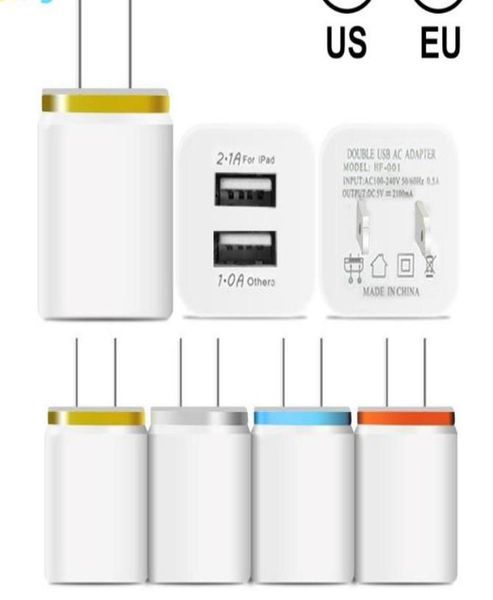 Metal Dual USB Wall Carger Telephone Charger US Eu Plug 21A AC Power Adapter Wall Charger Entug 2 Puerto para IP 11 Pro Max Samsung Xiao1959058