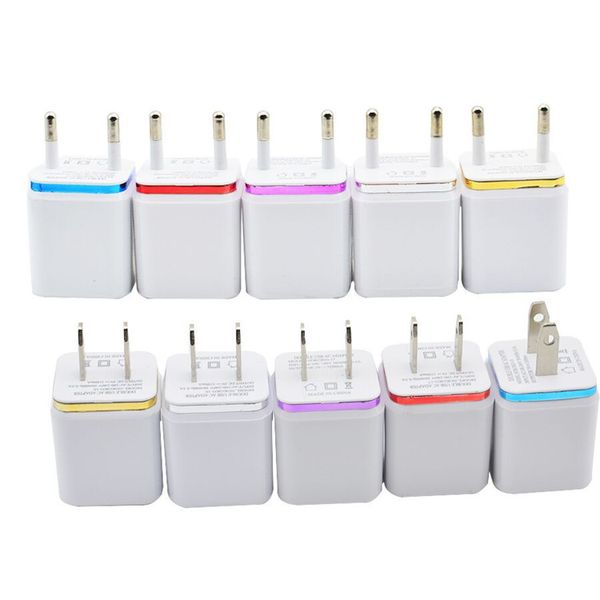 Metal Dual USB Wall Charger US Eu Plug 2.1A AC Power Adapter Plug 2 Puerto para iPhone Samsung Galaxy Note LG Tablet iPad