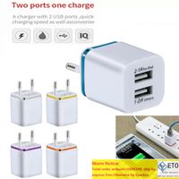 Chargeur mural double USB en métal US EU Plug 2.1A AC Power Adapter Wall Charger Plug 2 ports pour Iphone Samsung Galaxy Note LG Tablet Ipad