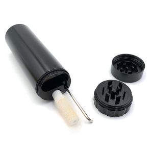 Pirogue en métal avec broyeur d'herbes Éjection automatique Fumer en aluminium One Hitter Chauve-souris Porte-étui à tabac Briquet Conteneur Tuyau Nettoyage Tige Accessoire