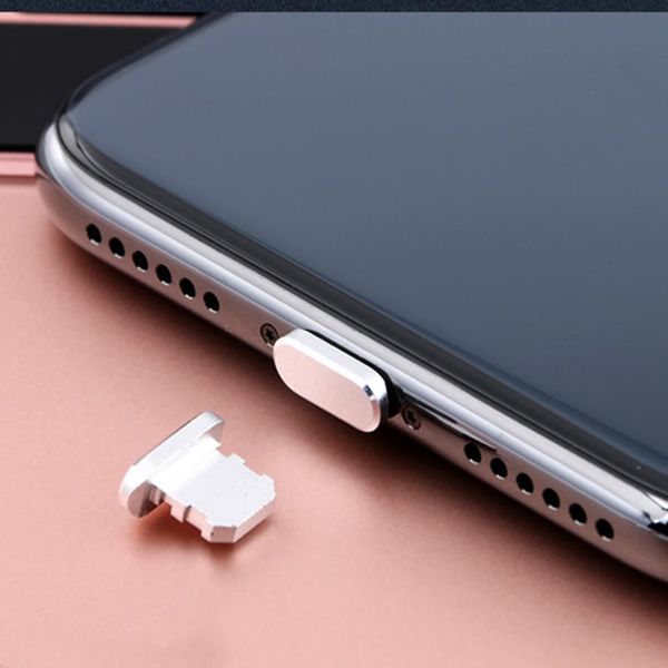 Metal Dust Plug Micro USB 1 PC Colorida de metal contra el polvo Dock Carger Dock Plug Cubierta de tapa de tapón para iPhone X XR Max 8 7 6s Plus Teléfono