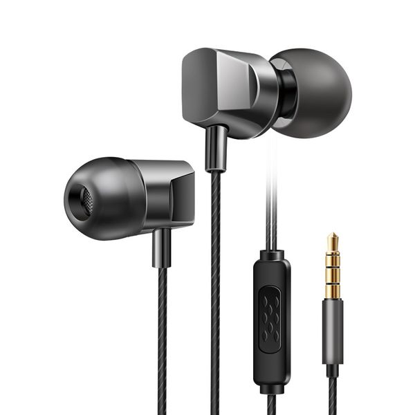 Écouteurs en métal avec prise 3,5 mm, écouteurs filaires pour téléphone portable, oreillettes intra-auriculaires avec microphone, casque de jeu pour iPhone Xiaomi Samsung Huawei, tablette d'ordinateur