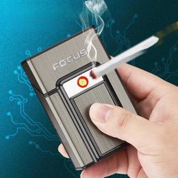 Metalen elektrische sigarettenkoker Aansteker Buiten Waterdicht Winddicht Vlamloze USB Oplaadbare Wolfraam Aansteker Geschenken voor heren