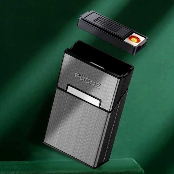 Étui à cigarettes électrique amovible en métal, chargeur USB, étanche, coupe-vent, sans flamme, en tungstène, cadeaux pour hommes