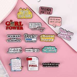 Esmalte de metal Carta Broche Prendedores Personalizado Inglés Letra Collar Broches Pin de solapa Insignia Sombrero Cholthes Camiseta Bolso Mochila Joyería Accesorios de regalo