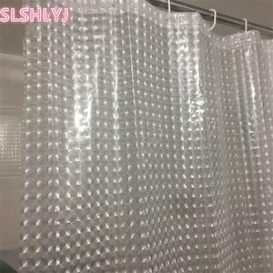 Metalen oogplastische peva 3D waterdichte douchegordijn transparant wit helder badkamer gordijn luxe badgordijn met 12 stks haken 211116