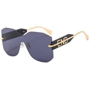 Metal F Gafas de sol sin marco Carta de diseñador Mujeres Anteojos Hombre Gafas conectadas Gafas de playa Adumbral Gafas de sol a prueba de rayos UV