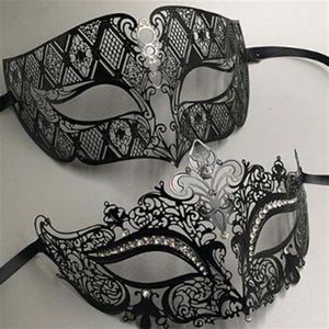Metalen Filigraan Strass Venetiaanse Maskerade Paar Masker Paar Bal Evenement Bruiloft Masker Veel Kostuum MANNEN WOMEN283w