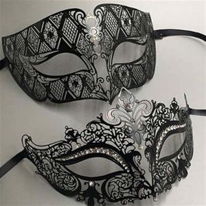 Métal Filigrane Strass Vénitien Mascarade Couple Masque Paire Balle Événement Fête De Mariage Masque Lot Costume HOMMES WOMEN295T