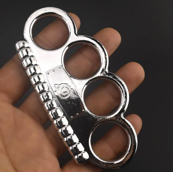 Metal dedo Tigre Tigre Brass Knuckle Duster Four Fingerg Arts Martial Fighting Hierro Fist Anillo Manos Cierre Mano Soporte Culturismo Culturismo Autodefensa Herramientas de bolsillo