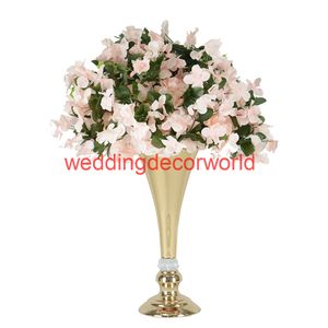 Piédestal de fleur en métal, décoration de mariage, support de fleur en or/plomb de route géométrique à vendre decor0718