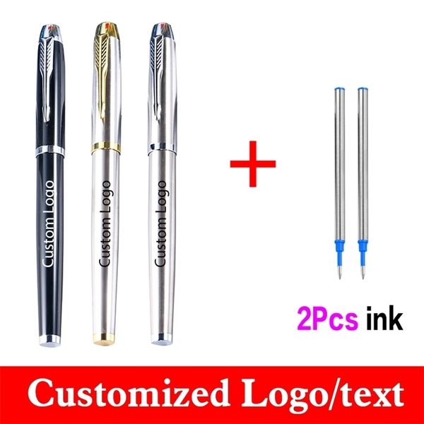 Gel Metal 3PCSet Business Ballpoint Get 2 Ink Signature Pen Lettrage personnalisé Nom de la papeterie Wholesale 220712