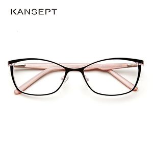 Verres en métal cadre Femme Designer Femelle Feme Vintage Cat Eye Prescription Eyeglass Pink Full Myopia Optical Frames 240507