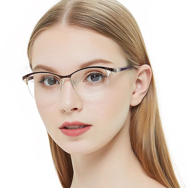 Lunettes en métal cadre Femmes Eyeglasse vintage Frames Prescription Eyewear Spring Hinges Spectacle optique Oeil Occi Chiari 240423