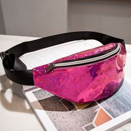 Métal Brillant Paillettes Taille Fanny Pack Sac Partout Ceinture Sac Designer Bum Poitrine Yoga Banane Femmes Hommes En Plein Air Polaire Épaule Bandoulière Taille Sacs Bonbons couleur