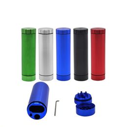 Broyeur en métal étui de poche à cigarettes en aluminium accessoires pour fumer tabac broyeur d'herbes sèches pirogue d'éjection automatique avec support à 2 couches