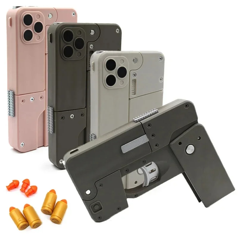 Metal Gun Toys Ic380 Teléfono celular Pistola de juguete Pistolas plegables suaves Blaster Modelo de disparo para Adts Niños Niños Juegos de armas al aire libre Regalos de entrega de entrega