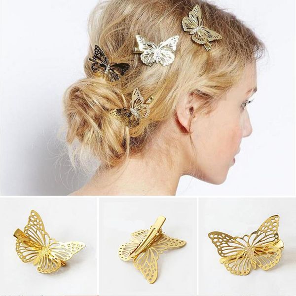 Pinces à cheveux en métal pour filles femmes enfants doré papillon bandeau cheveux accessoires casque broche offre spéciale Barette épingles à cheveux Vintage