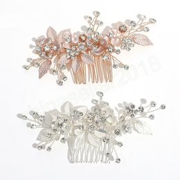 Peine de Metal para el pelo, Tiaras de perlas para mujer, horquilla de aleación Floral nupcial, tocado de compromiso, adorno para el cabello de boda, joyería Bijoux