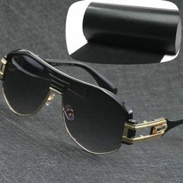 Metalen halve frame zonnebril grote gezicht Zonnebril voor mannen en vrouwen bril 671S Oversized Driving UV400 Mode-eyewear met doos