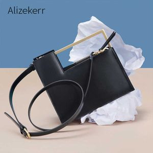 Bolso de mano con asa de Metal para mujer, bolso de mano de diseñador de lujo de nicho, caja de PU, bandoleras negras, bolsos cruzados, bolso cuadrado pequeño, moda para mujer