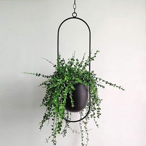 Maceta colgante de metal, colgador de plantas, cadena colgante, cesta, florero, soporte para plantas, decoración para el hogar, jardín y balcón C0125257p