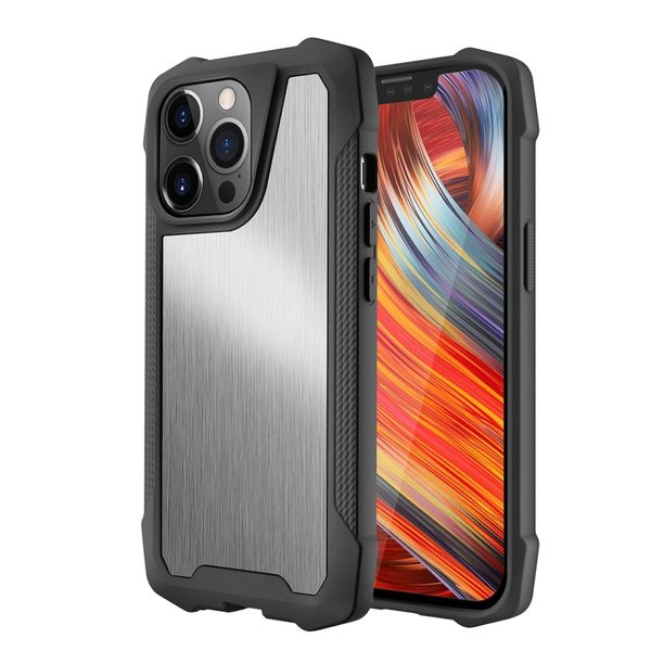 Fundas de teléfono de metal resistente para iPhone 13 12 mini 11 Pro MAX X XS XR 7 8 plus PC de acero inoxidable + TPU a prueba de golpes carcasa protectora trasera