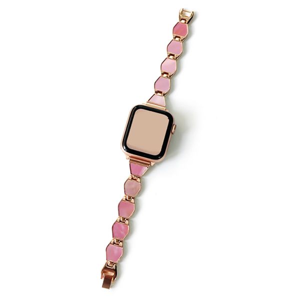 Bracelet Hexagon Metal pour Apple Watch 41 mm 45 mm 44 mm 42 mm 40 mm Bands 38 mm Femmes Link Iwatch Serise 7 SE 6 5 4 3 Watchband Accessories Band
