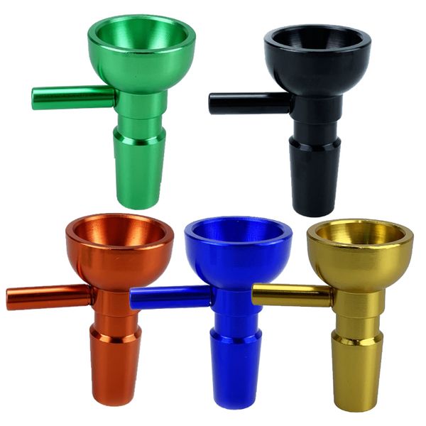 Metal Hookah Fumar Tazones Banger Slide 14 mm Macho con mango de aleación de aluminio Diapositivas de tazón duraderas para Bongs de vidrio Tuberías de agua