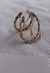Boucle d'oreille en métal, accessoires, serrure avec cuir, perle de mode, symbole c, boucles d'oreilles de styliste rétro 4545180