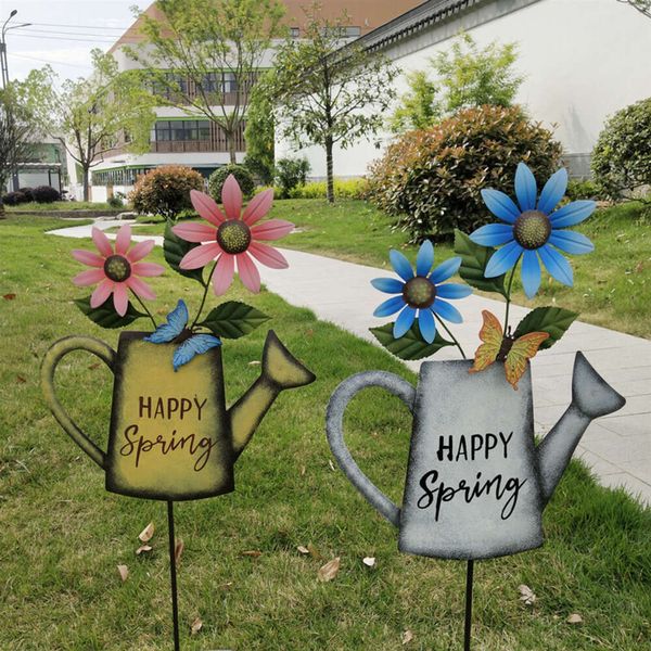 Artisanat en fer métallique, Pot d'eau, cour extérieure, parc, plug-in de décoration, Insertion de fleurs de jardin, Insertion au sol